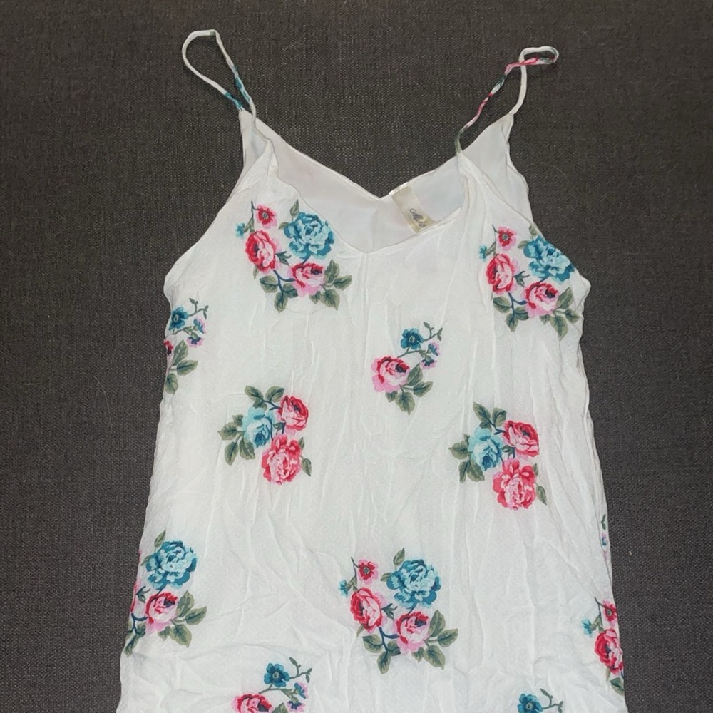 Mahina Floral Mini Dress - White with Pink and Blue